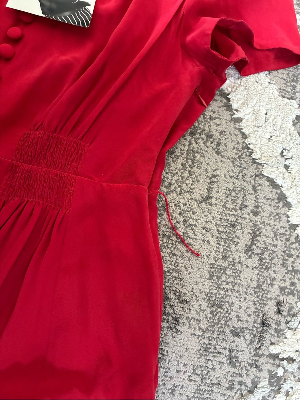 NWT vintage Betsy Johnson silk dress Sz 6 100% silk cherry red button retro 60s - Picture 10 of 10